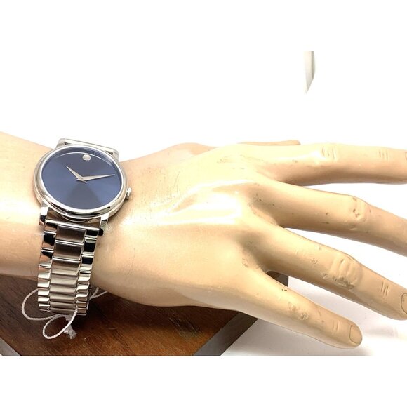 Movado Men's Watch 2100015 Museum Blue Dial Swiss Quartz Stainless Steel 39mm - Picture 5 of 14